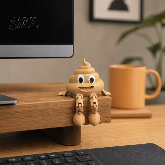 Movable Joint Poop Ornament 3D Printed Figurines with Articulated Legs, Cute Desk Shelf Sitter Figure Statues, Joints Fidgety Toy for Home Office