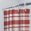 Modern Red White Plaid Shower Curtain Set For Bathroom Decor Polyester Fabric With 12 Hooks Xl Size (75X84 Inches)