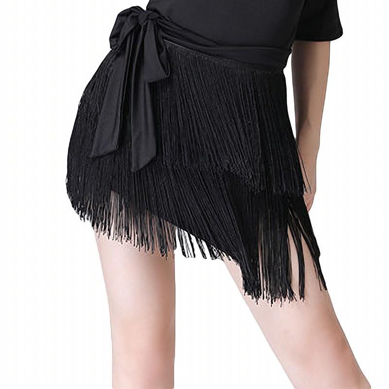 

Женский костюм для латиноамериканских танцев, фартук, юбка с бахромой и набедренная повязка для практики и выступлений S (130 to 150)