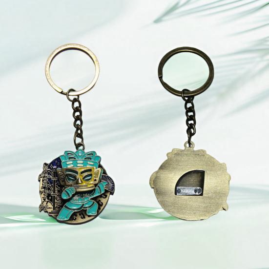 Face Change Keychain Sanxingdui Museum Authentic Bronze Face Design Keyring Retro Style Decorative Accessory