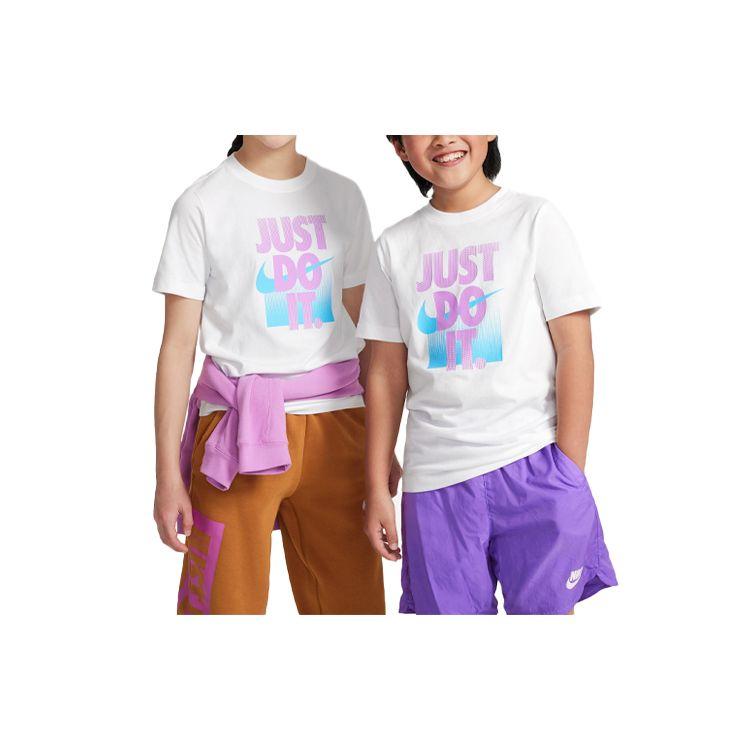 

Nike Kids T-Shirt With Letter Print Logo Round Neck Short Sleeve Kids Tops White DX9522-100 L