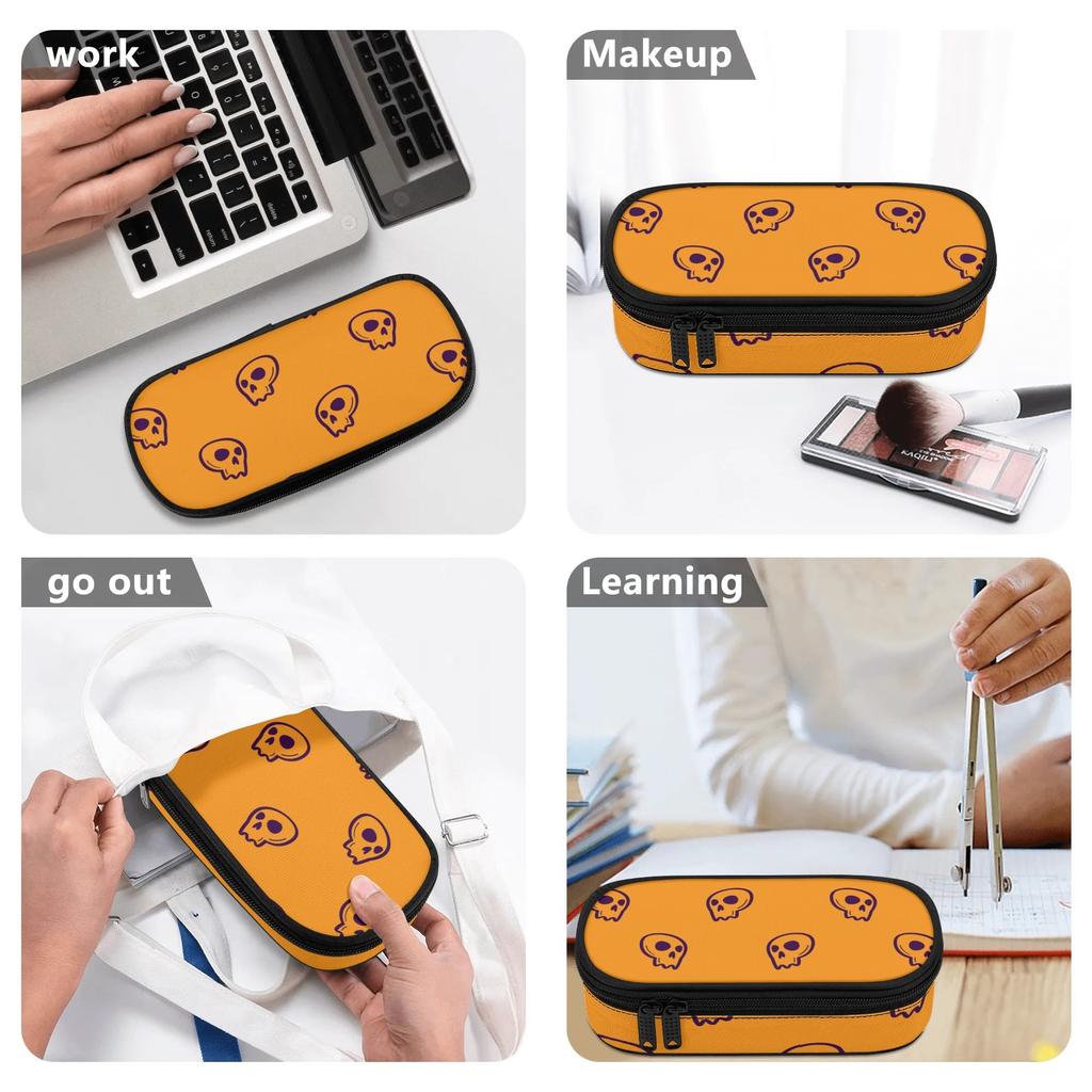 Pencil Bag Lightweight Strong Polyester Fabric Zipper Closure with Main Storage Mesh Pocket and Organized Pen Holders for Students