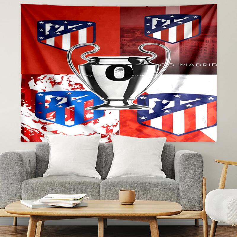 Nástěnná tapiserie s potiskem Atlética Madrid, Lehká závěsná dekorace na zeď, do ložnice, koleje, obývacího pokoje, domácí umělecká dekorace - Dárek k narozeninám, Vánocům pro přátele