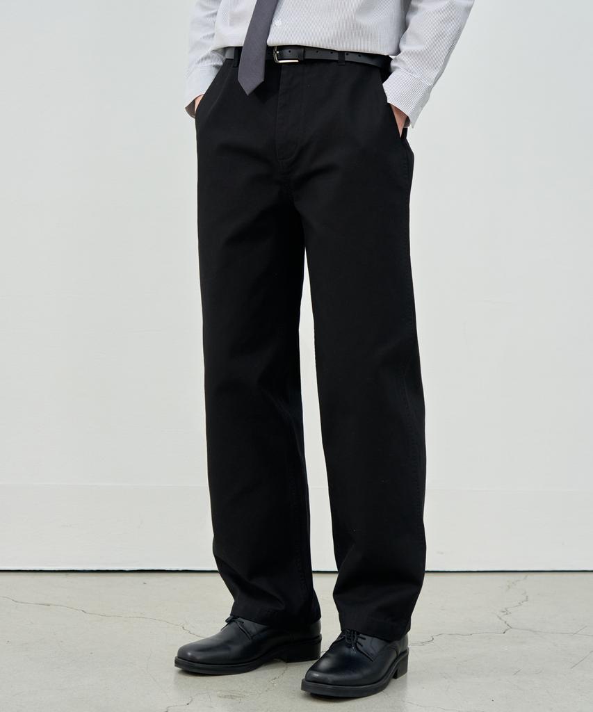 DRAW FIT Washed Officer Chino Pants [Black]