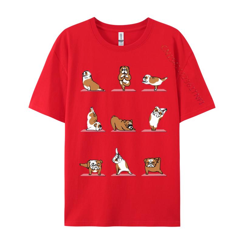 Englische Bulldogge Yoga Vintage T-Shirt Schwarzes T-Shirt Gutscheine Geburtstag Herren T-Shirt Slim Fit Grafik-T-Shirt Baumwolle