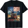 Trucker Truck USA America Flag Graphic T-Shirt