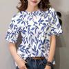 Fashion European and American Women's T-shirt Plant Flower Pattern 3D Printing Casual Women's Round Neck Short Sleeve Top