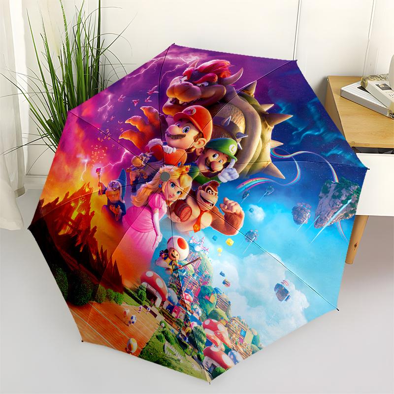 Super Mario Bros. Round Sticker Decal Laptop Phone Tablet Car Window Bumper Sticker 5  Dia Umbrella, Cute Umbrella with Cute Design, Portable 3-Fold C