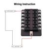 12Way Fuse Box Car Blade Fuse Holder Red LED Indicator Cover For Marine Boat RV