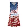 Women's Summer Casual Sun Skirt With Pocket V-Neck Independence Day Printed Loose Vest Dress