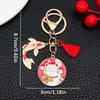 Custom Red Lucky Cat Keychain with Carp Pendant - Year-Round Blessings Gift