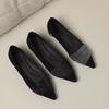 Women's Black Suede Pointed Toe Flats with Rhinestones