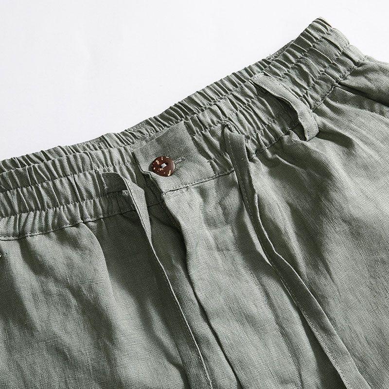 Men's Solid-Color Loose-Fit Cotton-Linen Pants for Spring/Summer: Youth Straight-Leg Casual Pants