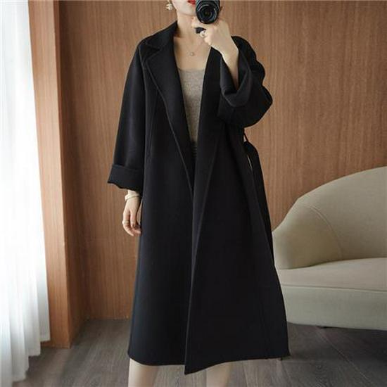 Women's Korean Style Mid-Length Double-Sided Woolen Coat - Autumn/Winter 2022 Collection, White