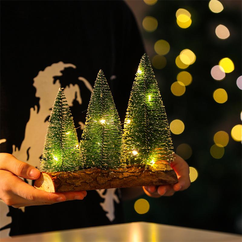 Creative LED Mini Christmas Trees Set - Glowing Desktop Ornaments