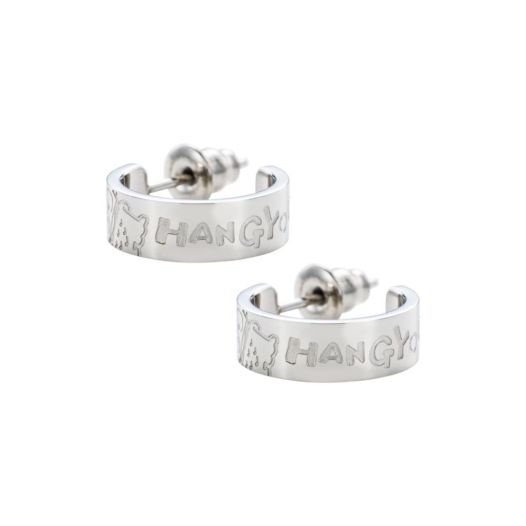 [White Clover] Hangyodon Sanrio Characters Stainless Steel Earrings Half Hoop (2 Pieces/for Both Ears) SAST-P007SV