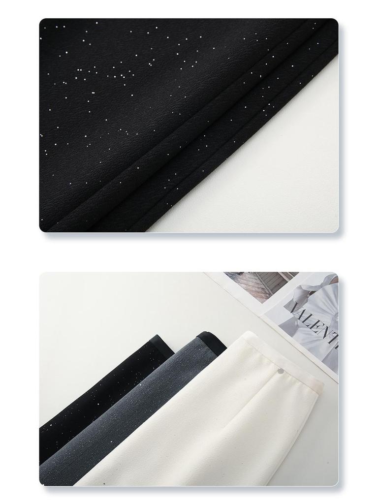 2025 New Spring High-Waisted Gray Sequin Midi Pencil Skirt for Women