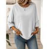 2026 Spring New Casual Long-Sleeve Round-Neck Pocket Solid Color Women's Loose-Fit Top