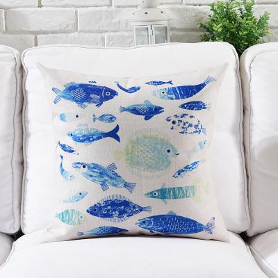 Mediterrane Wasserfarbe Blau Weihnachten Kissenbezug Geometrisch Leinen Kissenbezug Sofa Heim Dekorative Wurfkissen
