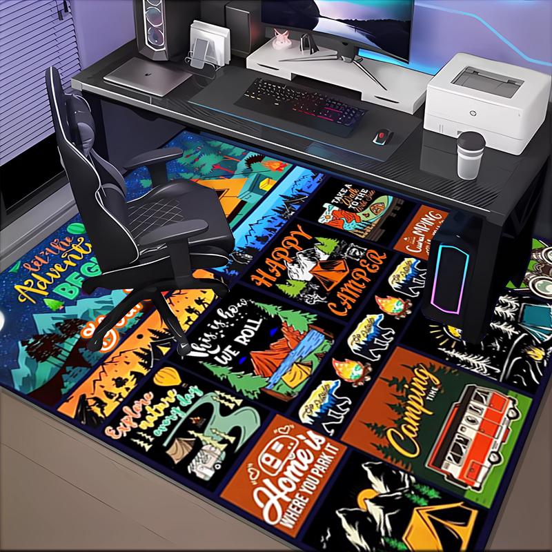 1PC Custom Name Adventure Collage Theme Floor Mat Ideal for Living Room, Game Rooms, Office, Bedroom, Floor Mat Playful Design