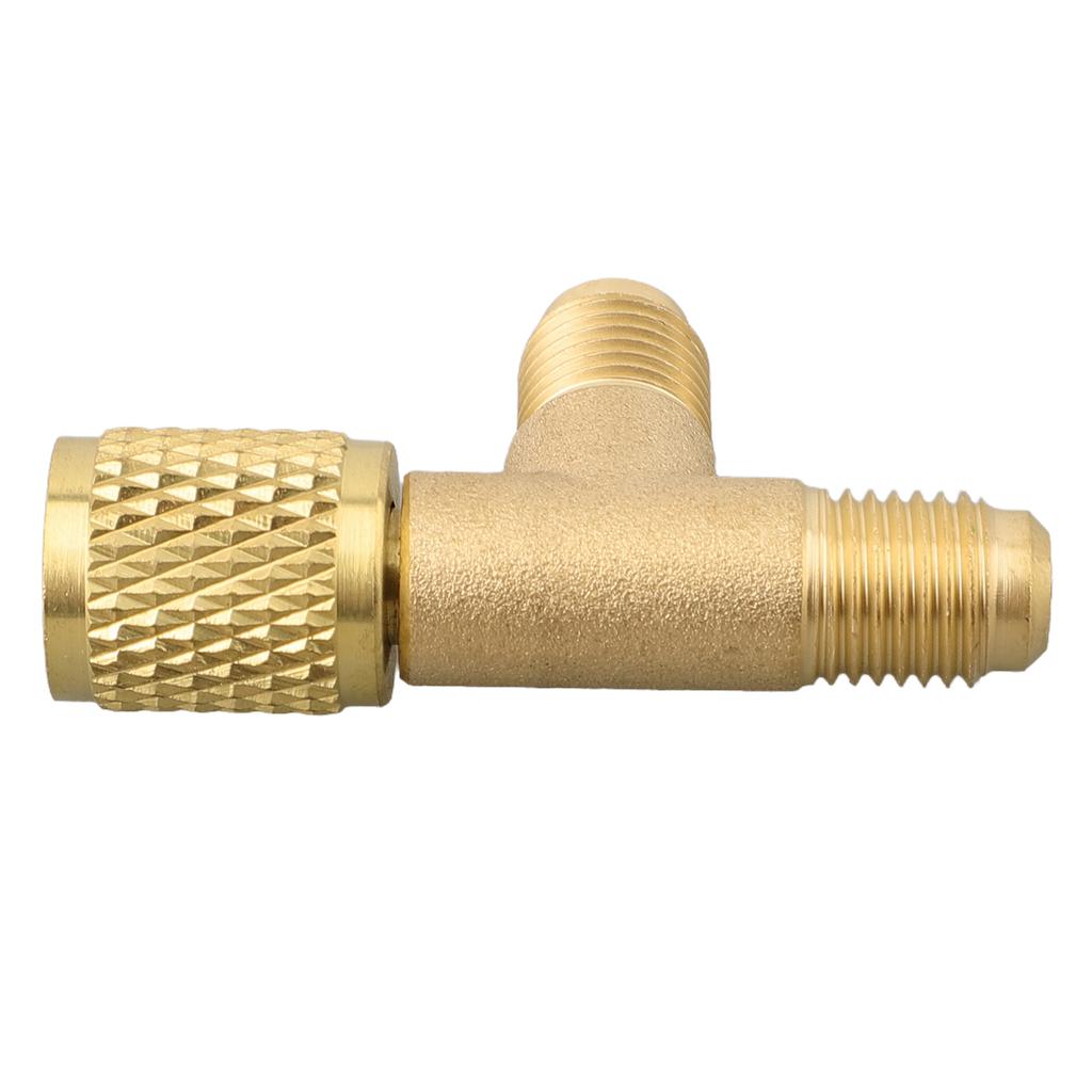 T Type Adapter Conditioner Quick Connect Tee Adapter With 1/4" SAE Brass Valve For R22 R12 R134 Adapter Replacement