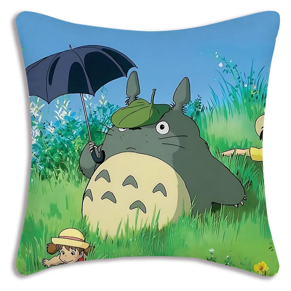 Hot Cartoon Cute Pillow Covers Cartoon Sofa Decorative Home Double-Sided Printing Short-T-Totoros Plush Cute Cushion Cover