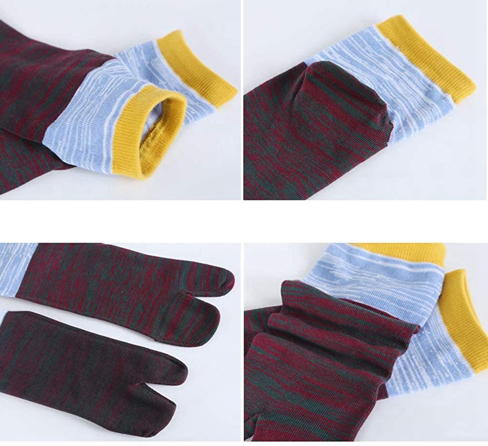InSomila Multicolor Men's Two-Toe Socks, 5-Pair Set, Breathable, Deodorizing, Stay-Stick, Unisex, Cotton, Sweat-Wicking, Quick-Drying, (Multicolor)