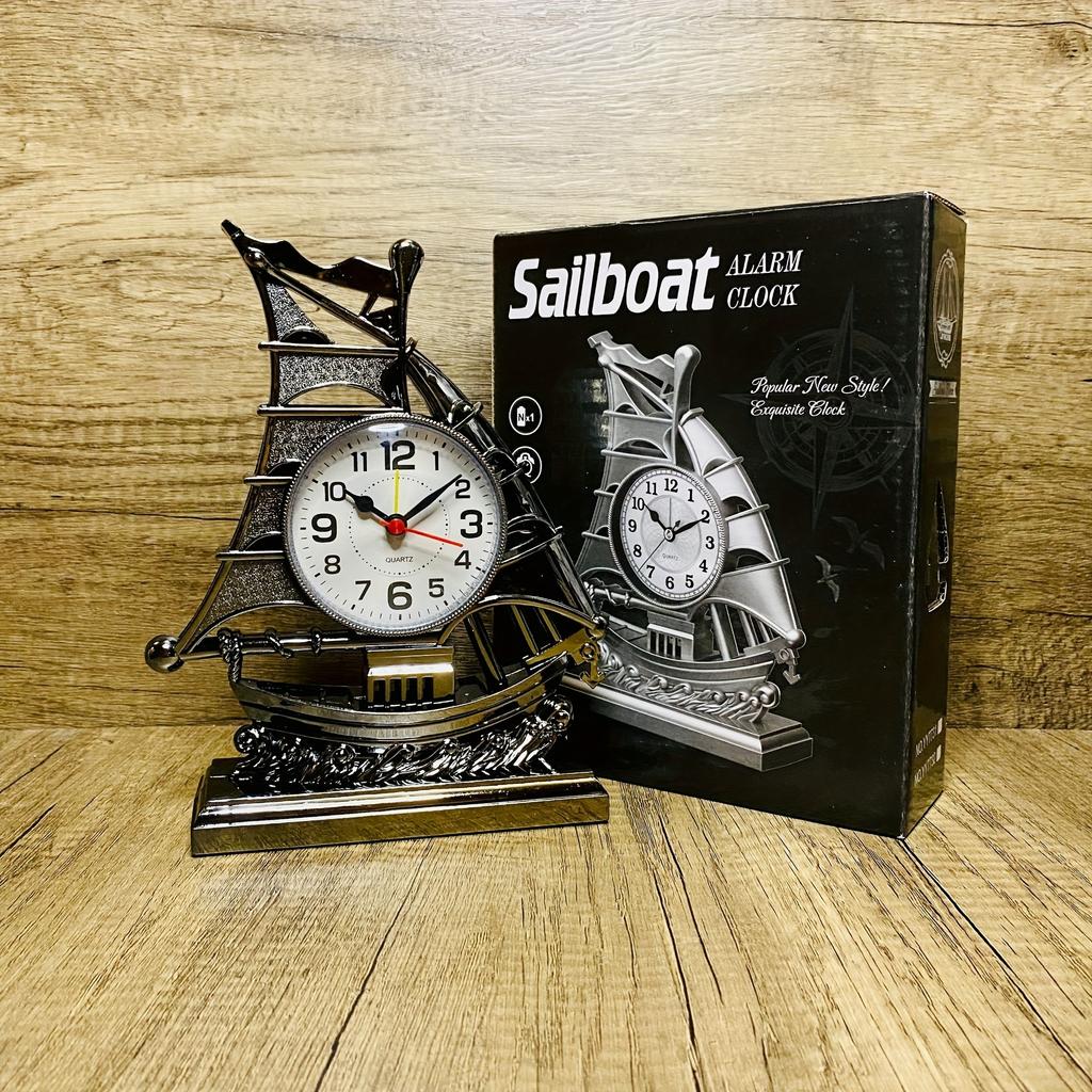 1 Stück Retro Segelboot Wecker Nautische Schiffsboot Figur Zeituhr Glücksbringende Tisch Schreibtischuhr Nachttisch Desktop Dekoration