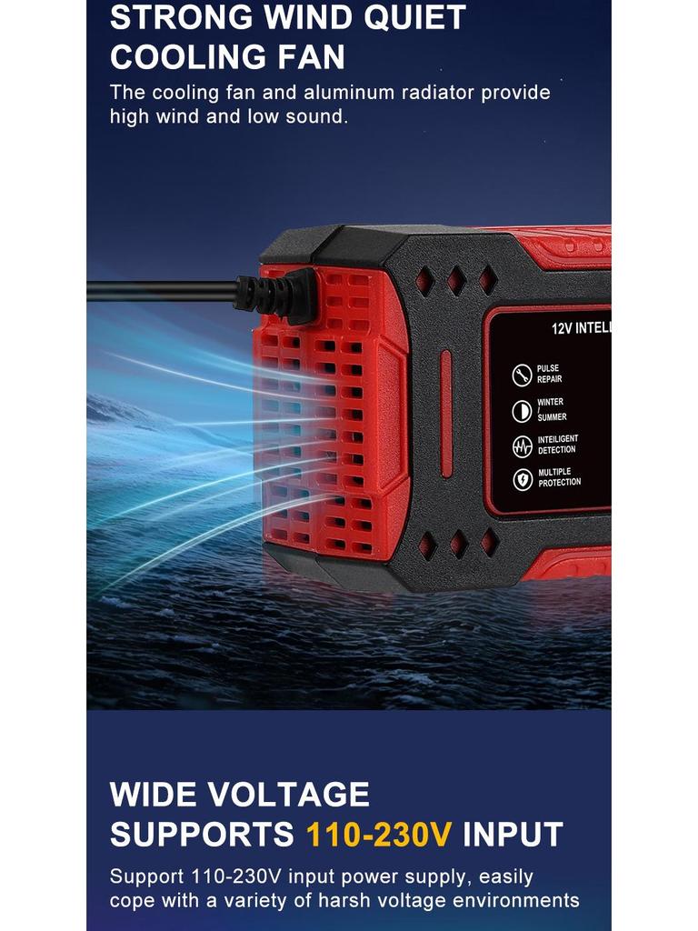 12V 6A Smart-Impulserhaltungsladegerät für Blei-Säure-Batterien von Autos und Motorrädern
