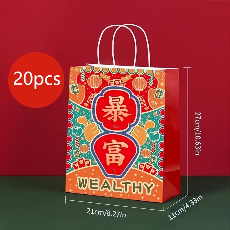 20Pcs Spring Festival Gift Bags - New Year / Birthday Supplies, "Happy Lunar New Year" Design for Home & Room Decoration