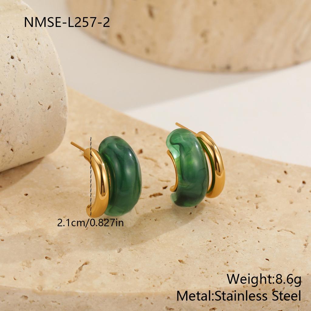 Color Retro Amber Resin K Gold Earrings French Light Luxury ins Premium Maillard Stud Earrings Women