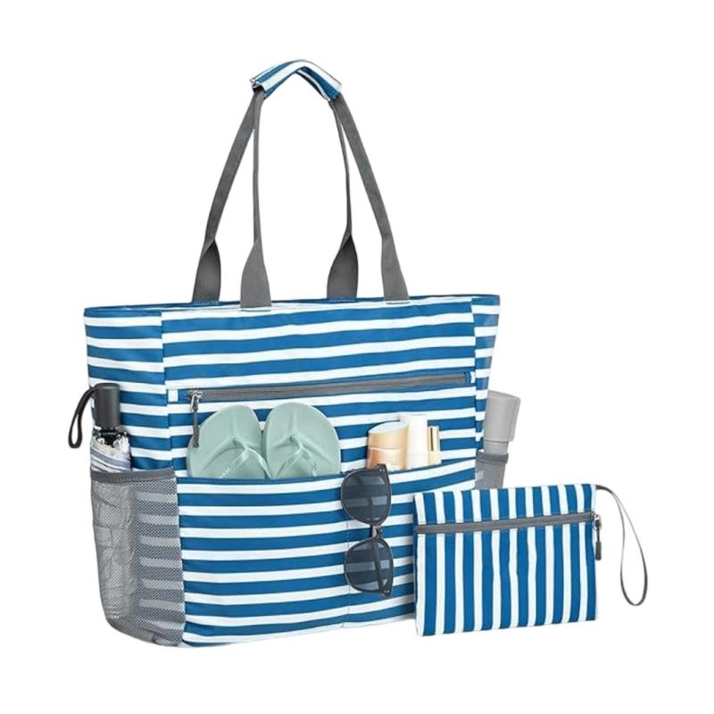Spacious Water Resistant Foldable Sand Resistant Beach Bag Compact Design For Family Gatherings And Vacation Trip