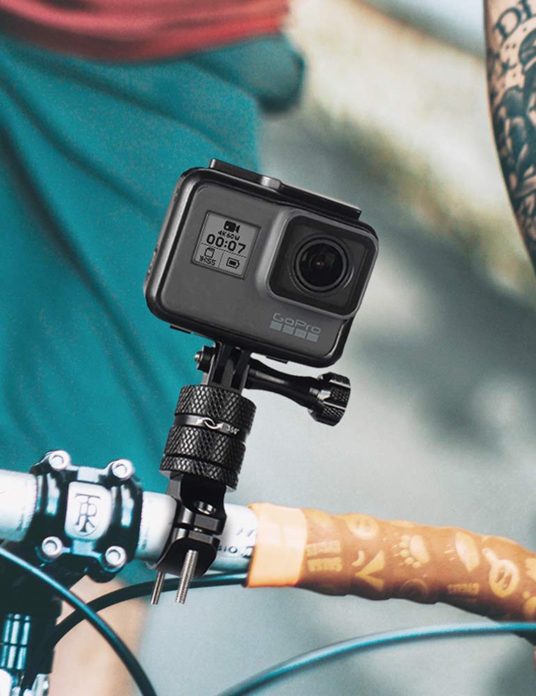 HSU Handlebar GoPro Bicycle Holder Aluminum Seatpost Camera Rotation Mount, Holder, 360° (Black)