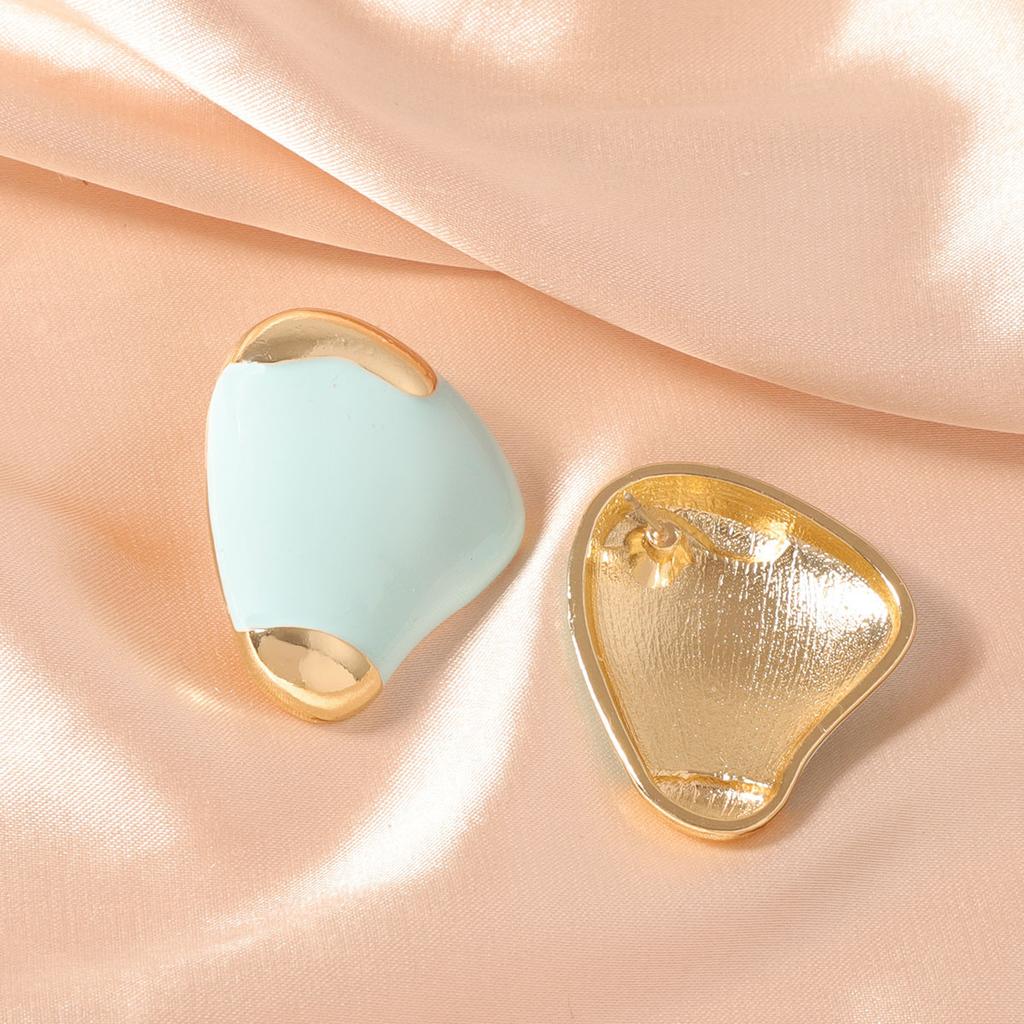 Korean version of fashionable and simple macaron multi-color geometric alloy niche ear studs