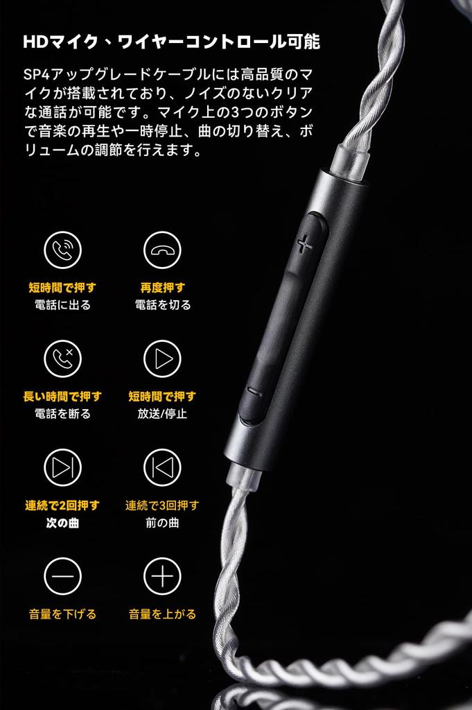 NICEHCK SP4 Słuchawki 2-pinowe Dekoder DAC CX31993 Kabel miedziany OFC Miedziany kabel OFC Kabel zamienny z metalowym HiFi DIY 2-pinowy z kablem, 0,78 mm Chip, 4 sztuki