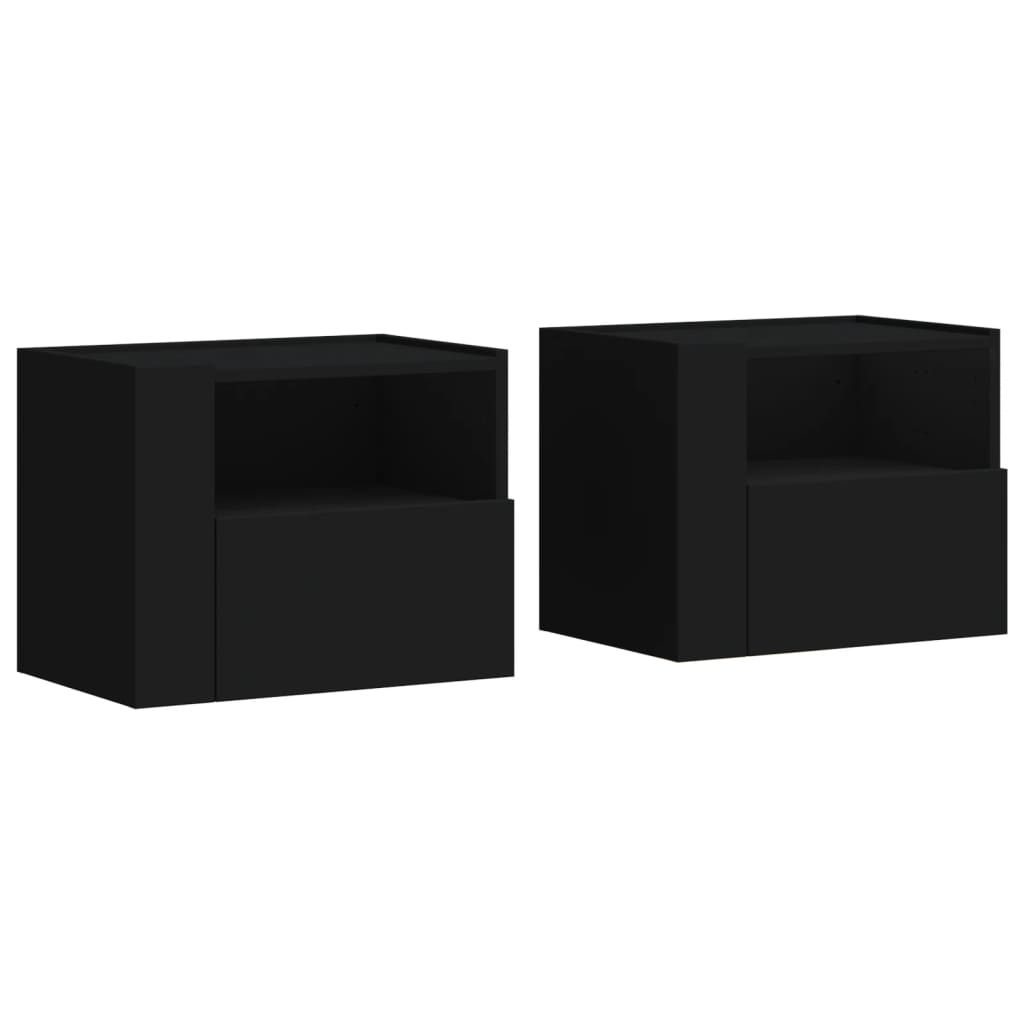 Wall Mounted Nightstands Set of 2 Black 45 x 30 x 35 cm