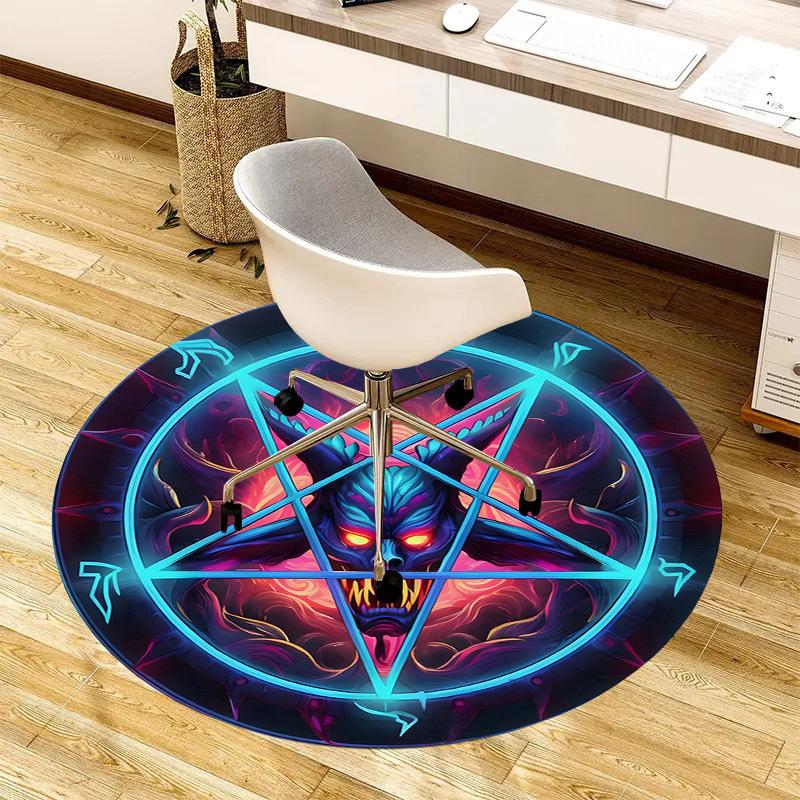 1pc Office Carpet Chair Mats Devilish Pentagram Symbol Perfect for Decorating Office Chairs, Living Rooms, Or Bedrooms