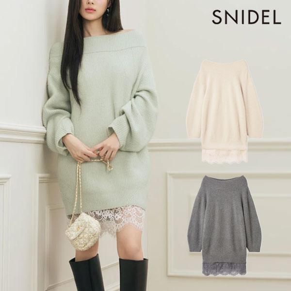 SALE50%OFF SNIDEL Dress 25 Fall/Winter Knit Set Cami Mini Dress Mini Dress Long Sleeve Off Shoulder swno254191