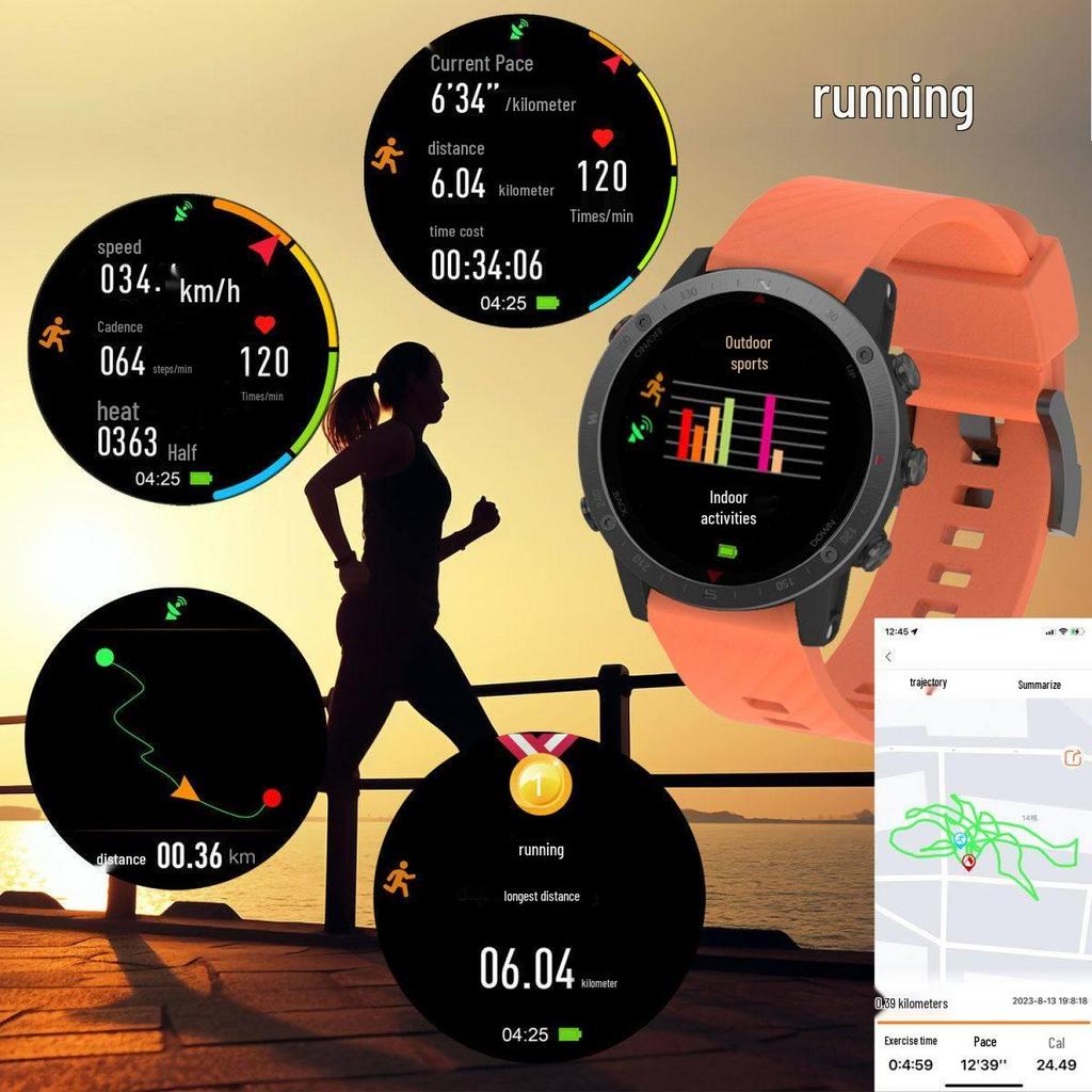 Songlu Waterproof GPS Smartwatch with Compass for Diving, Swimming, Running, Cycling, Fishing & Mountaineering