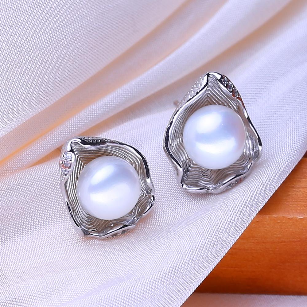 LSOOYH Natural Freshwater Cultured Pearl Earrings Silver Color Stud Earrings Fashion Gifts For Women Wholesale