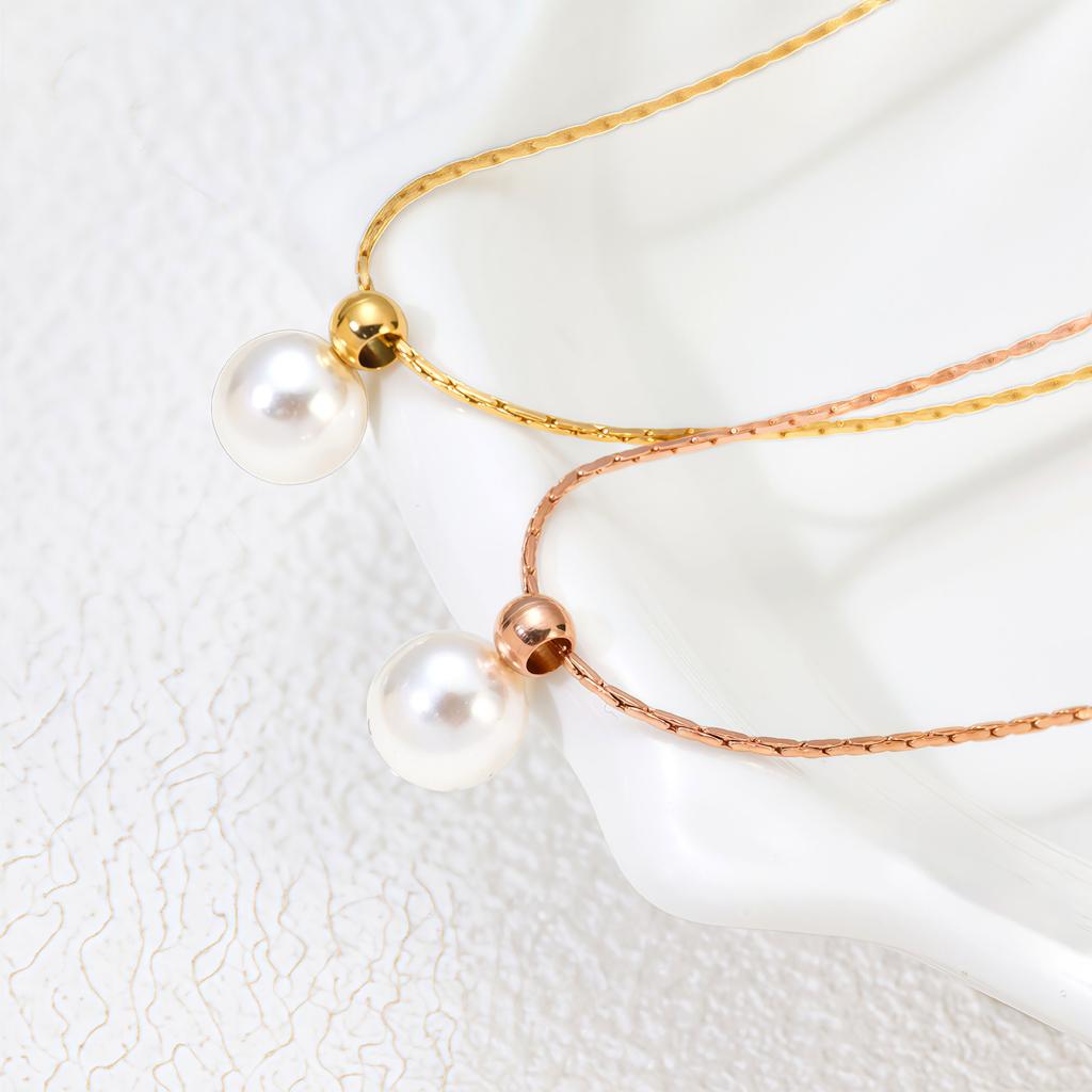 Commuting Fashion Versatile Pearl Necklace Ol Elegant Titanium Steel Necklace Women Do Not Fade