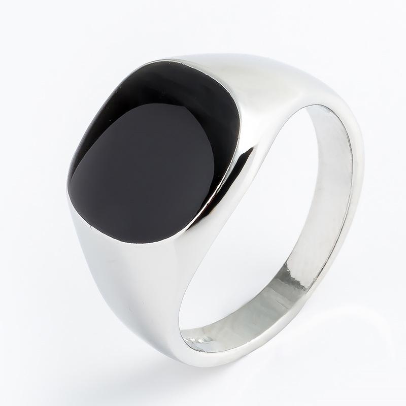 Meier Minimalist ring - men s enamel geometric square statement ring no. 7 платиновый