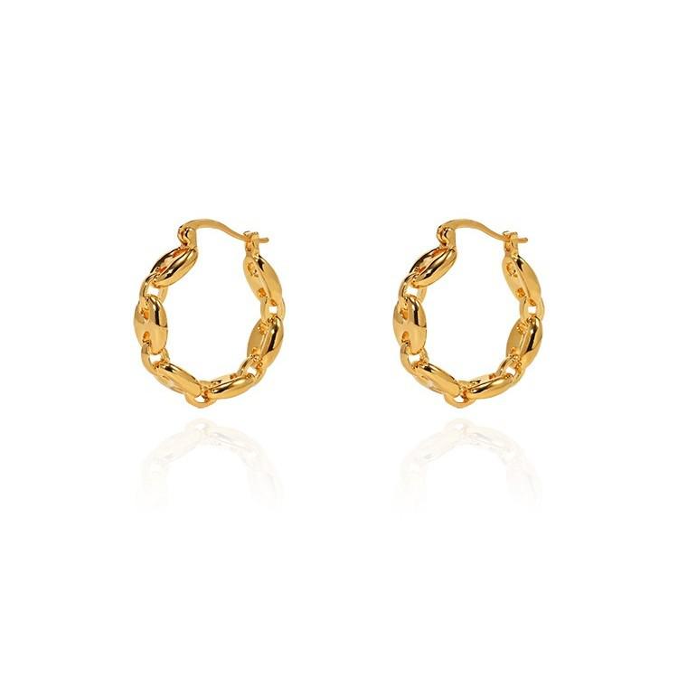 European-American Metal Style Pig Nose Chain Earrings: Women's Fashion, Versatile, Light Luxury, High-Quality Jewelry.