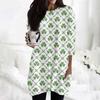Women's  Casual 3/4 Sleeve Shirts Fashion St Patrick's Print Tunic Tops With Pockets