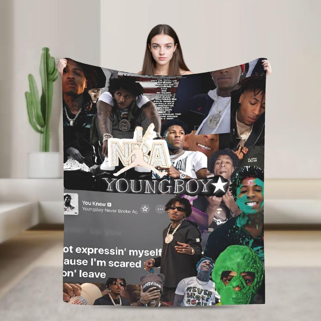 YoungBoy Never Broke Again Decke Warm Street Trend Plüsch Überwurfdecke für Sofa Sessel Reisen Büro Tagesdecke Bettbezug