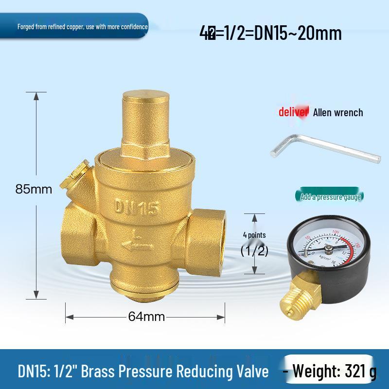Adjustable Brass Water Pressure Reducing Valve for Heaters & Purifiers
