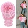 Fashionable Pleated Big Flower Lapel Pin Exaggerated Folded Flower Brooch for Dress and Shirt Women Breastpin Ornament
