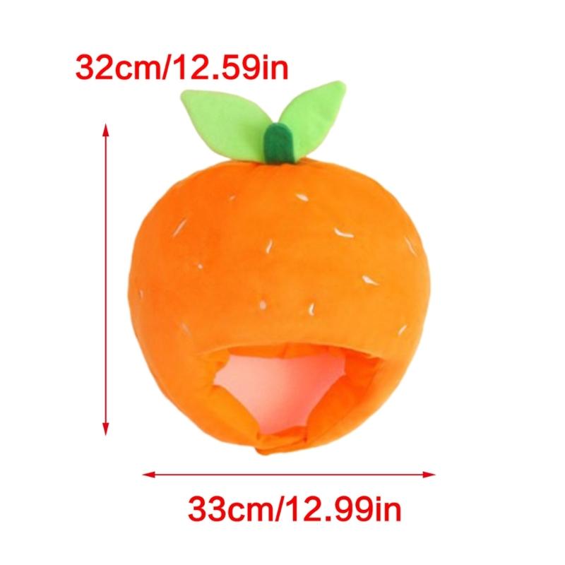 Ny Rolig Satsumas-Huvudbonad Plysch Satsumas-Hatt Tecknad Frukt-Huvudbonad Hatt Fotorekvisita för Kvinnor Män Gåvor