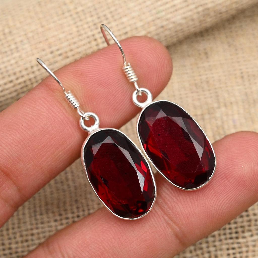 Orecchini In Argento 925 Con Cristallo Swarovski - Serie Tramonto E Vino Rosso, Placcati Oro Bianco, Gioiello Unisex