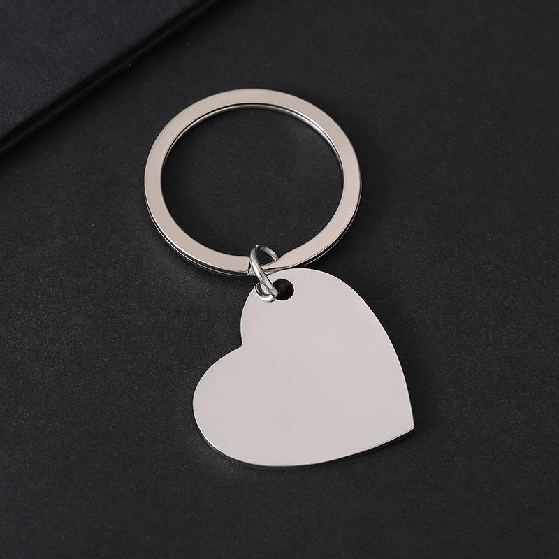 Slanted Peach Heart Stainless Steel Keychain with UV Color Printing - Perfect for Engraving and Festival Gifts.